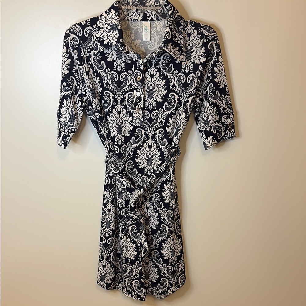 Vfish White and Blue Midi Dress